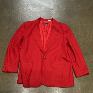 Vintage Lizsport Blazer Womens Medium Large Red One Button Lined Jacket 90s